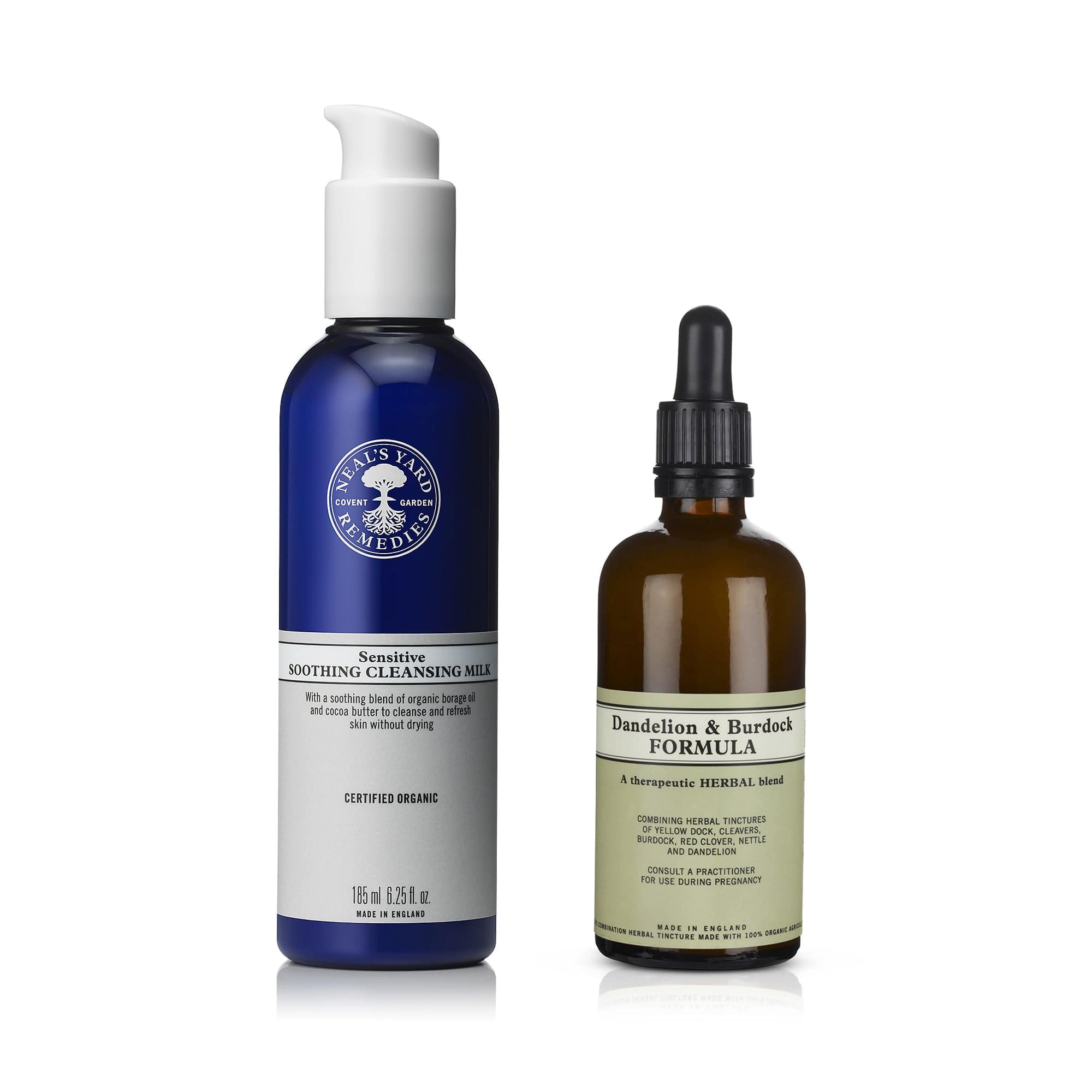 Sensitive Cleansing Milk + Dandelion & Burdock Formula Neal's Yard