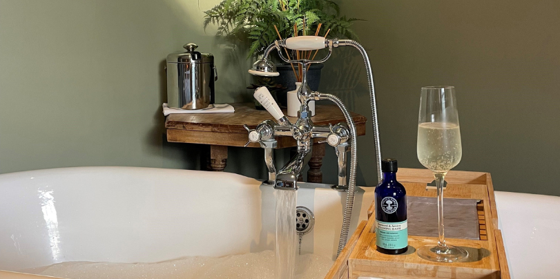 Bubble Bath with glass of prosecco