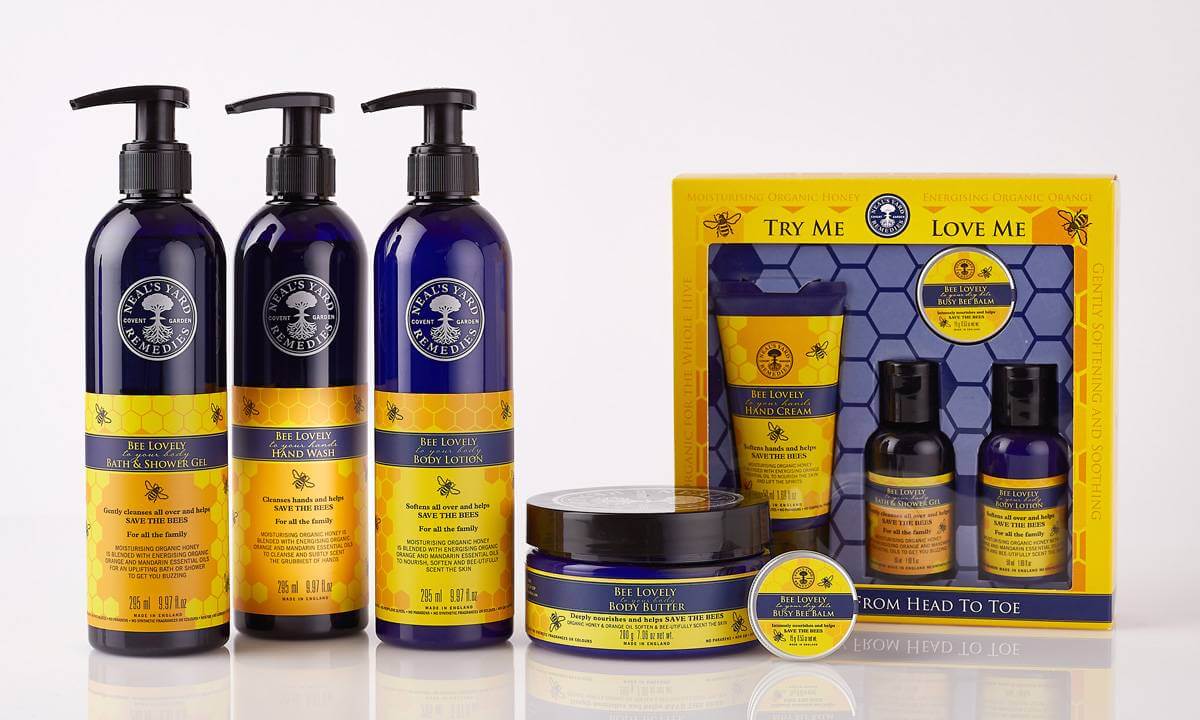 Historic image of the Bee Lovely body care collection by Neal's Yard Remedies