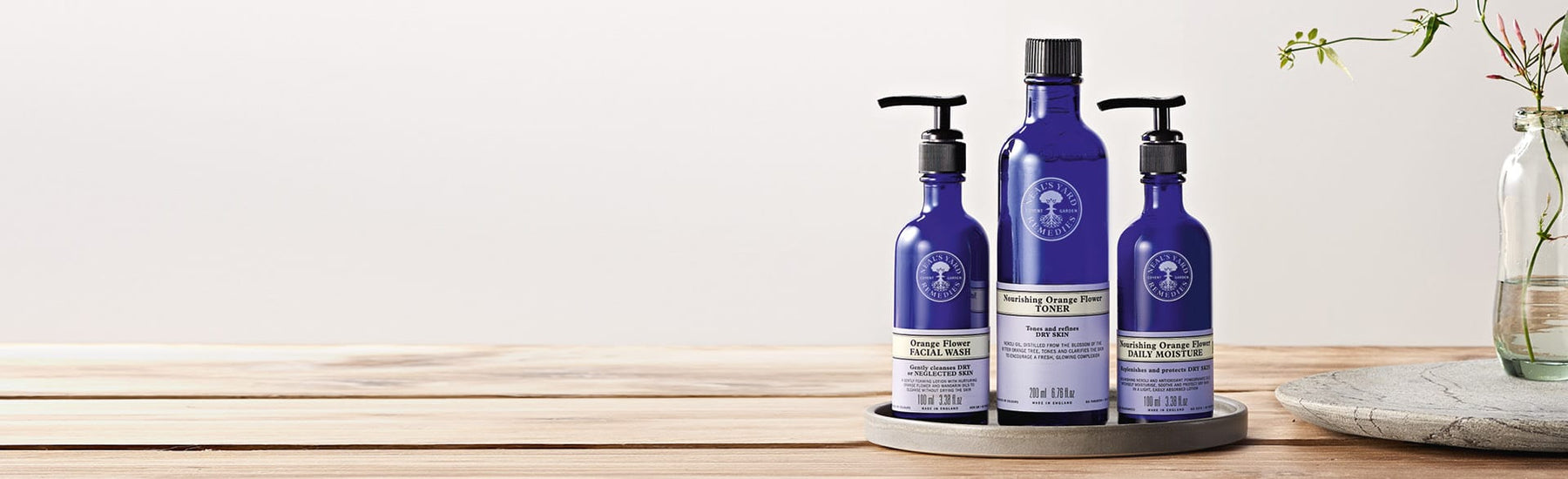 Picture of the Nourishing Orange Flower Skincare range by Neal's Yard Remedies